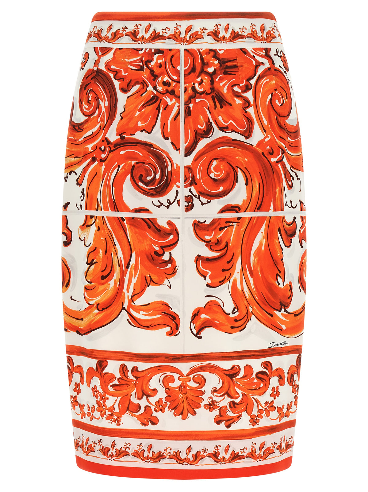 Jupe midi en soie orange Dolce & Gabbana