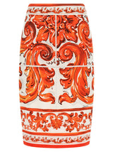 Jupe midi en soie orange Dolce & Gabbana