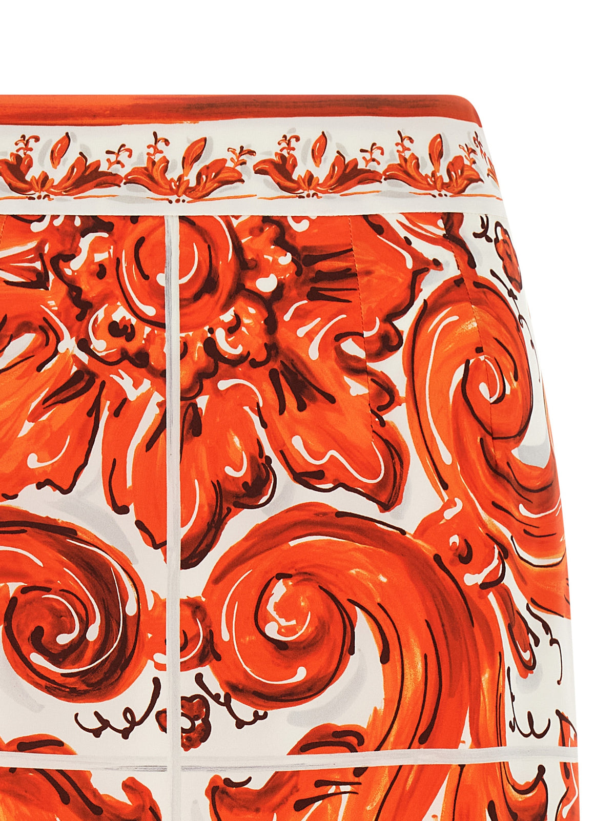 Jupe midi en soie orange Dolce & Gabbana
