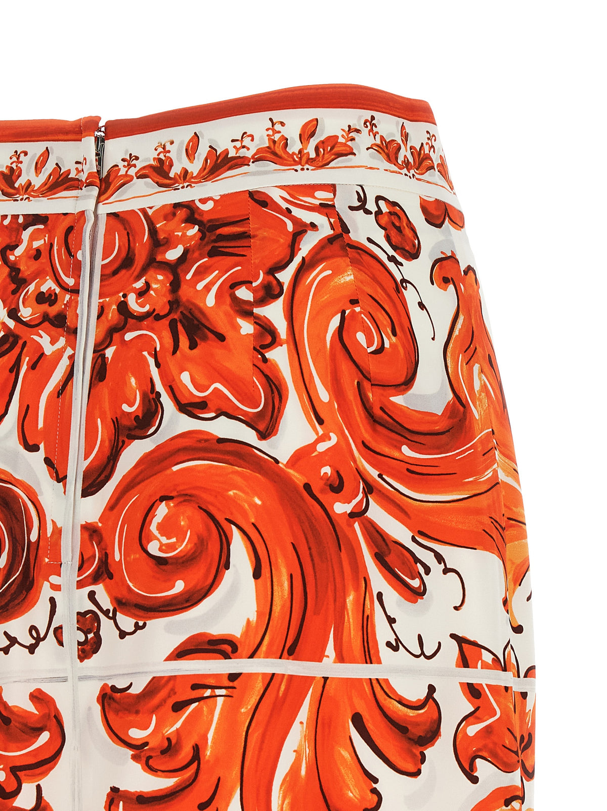 Jupe midi en soie orange Dolce & Gabbana