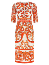 Robe midi Dolce & Gabbana en soie orange