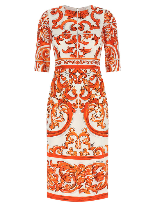 Robe midi Dolce & Gabbana en soie orange