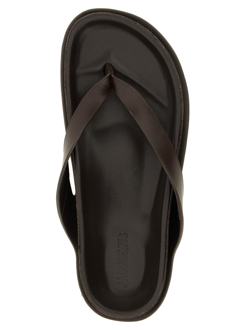 Jacquemus claquettes en cuir de vachette marron