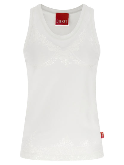 Diesel White Cotton Tank Tops