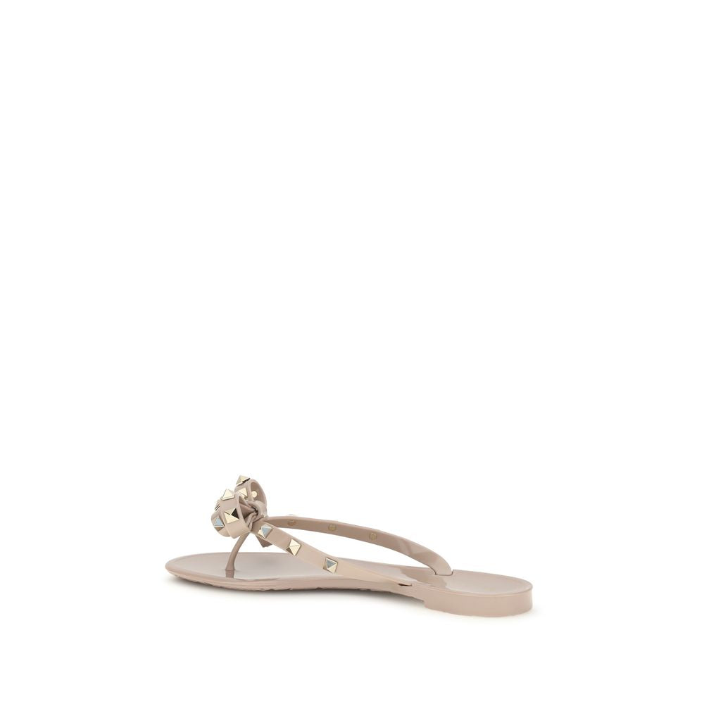 Valentino Garavani Beige Cotton Flip-Flop Sandals