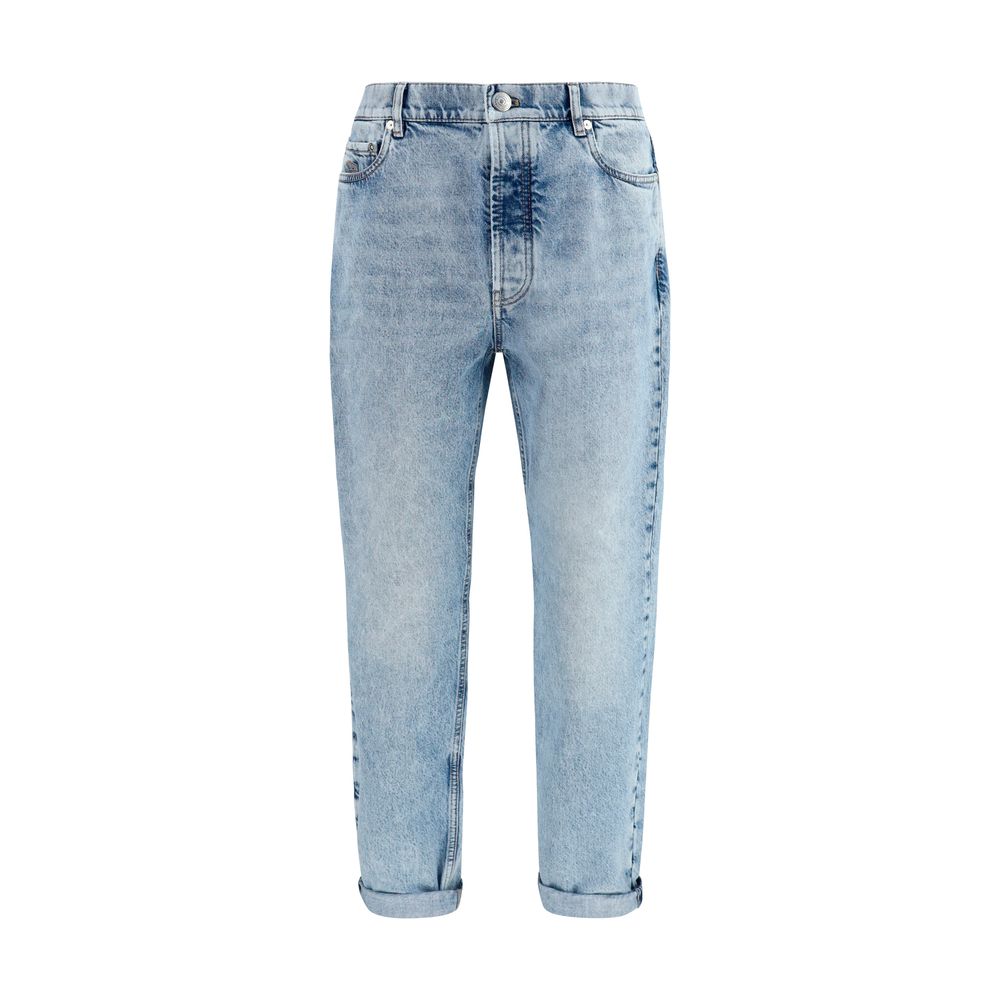 Jean droit en coton bleu Brunello Cucinelli
