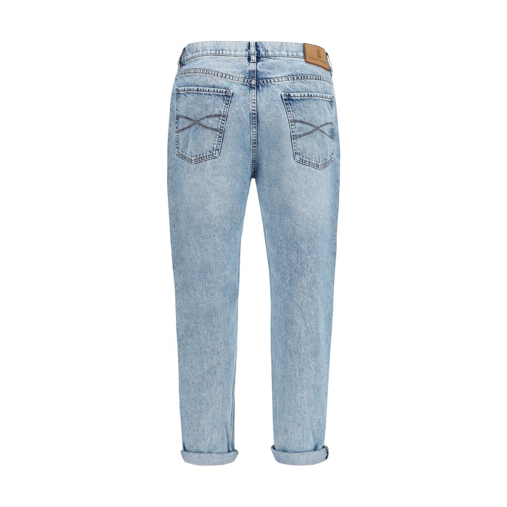 Jean droit en coton bleu Brunello Cucinelli