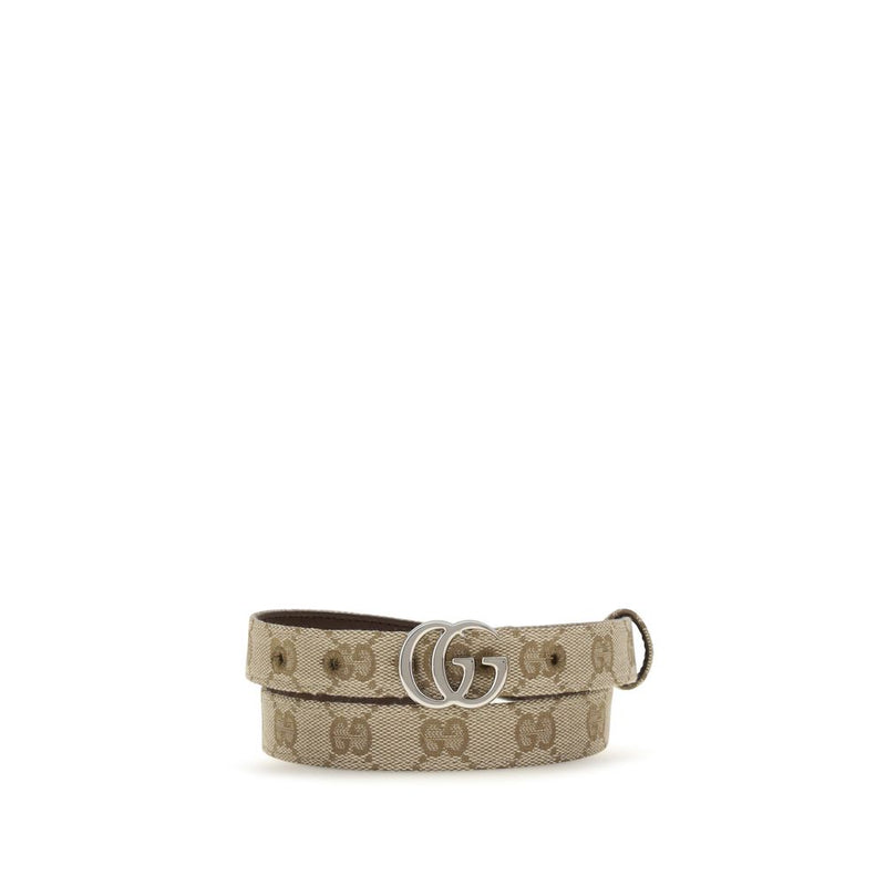 Gucci GG Marmont Beige Fabric Thin Belt for Women