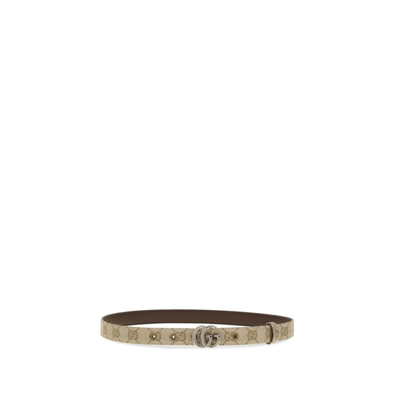 Gucci GG Marmont Beige Fabric Thin Belt for Women