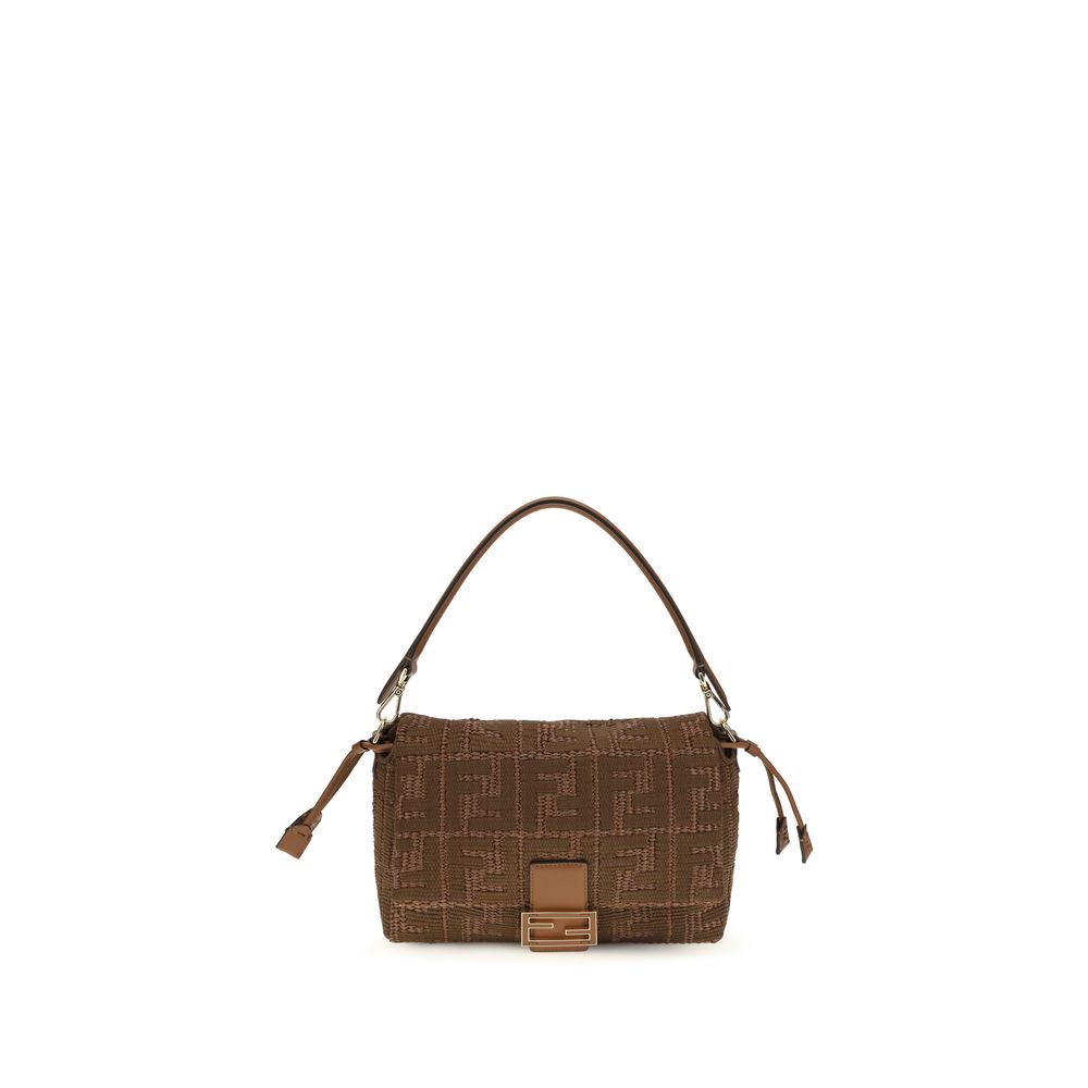 Sac à bandoulière Fendi en raphia marron