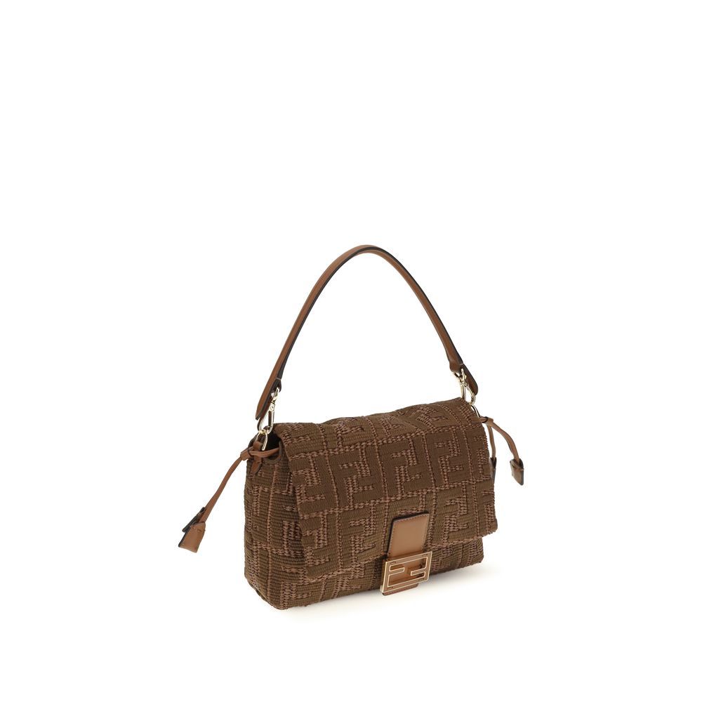 Sac à bandoulière Fendi en raphia marron