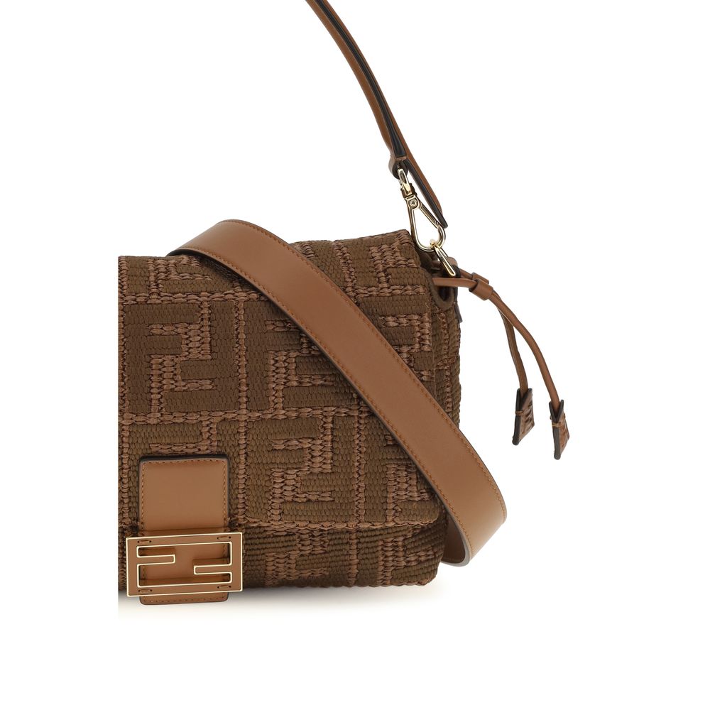 Sac à bandoulière Fendi en raphia marron