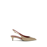 Escarpins Valentino Garavani en cuir de veau beige Bos Taurus à talon mi-haut