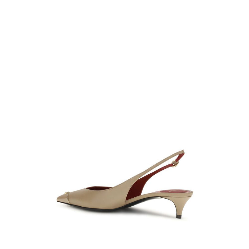 Escarpins Valentino Garavani en cuir de veau beige Bos Taurus à talon mi-haut