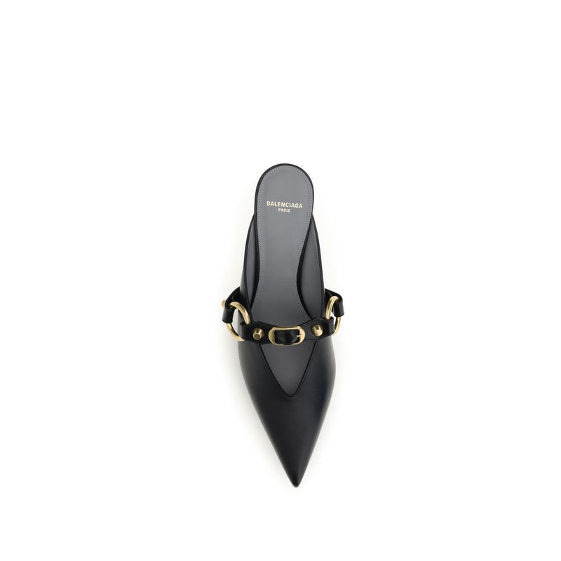 Mules Balenciaga noires en cuir de veau Bos Taurus
