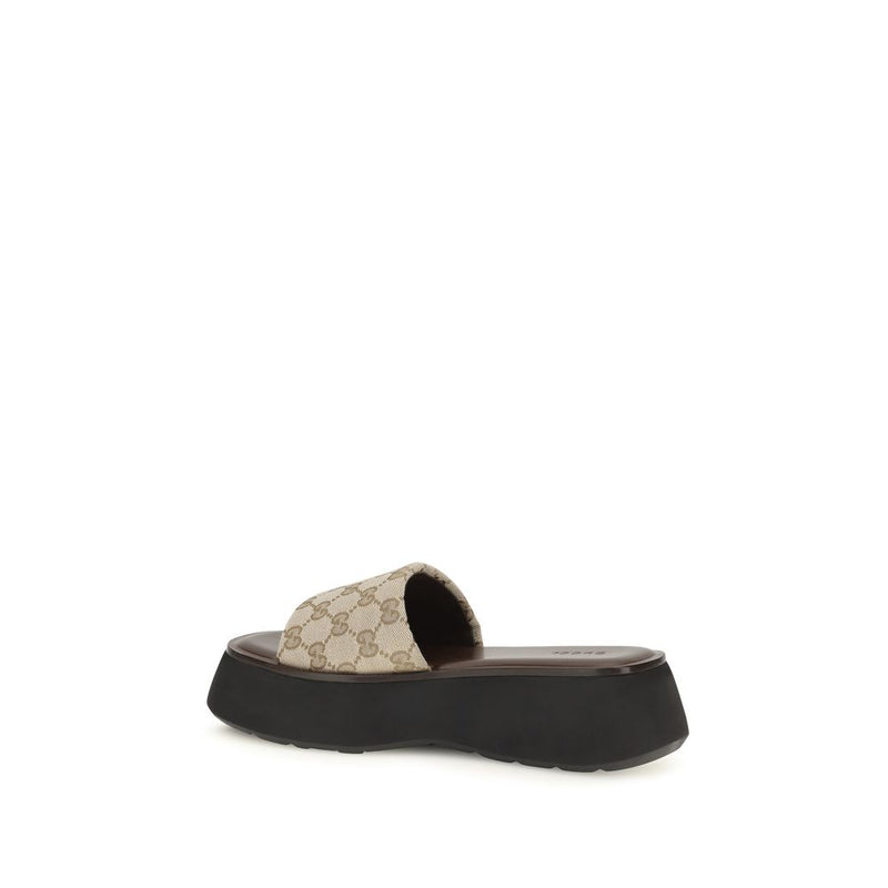 Sandales compensées Gucci en polyester beige
