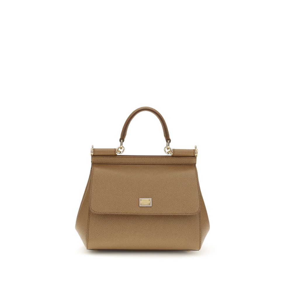 Sac à main Dolce & Gabbana en cuir de veau beige Bos Taurus