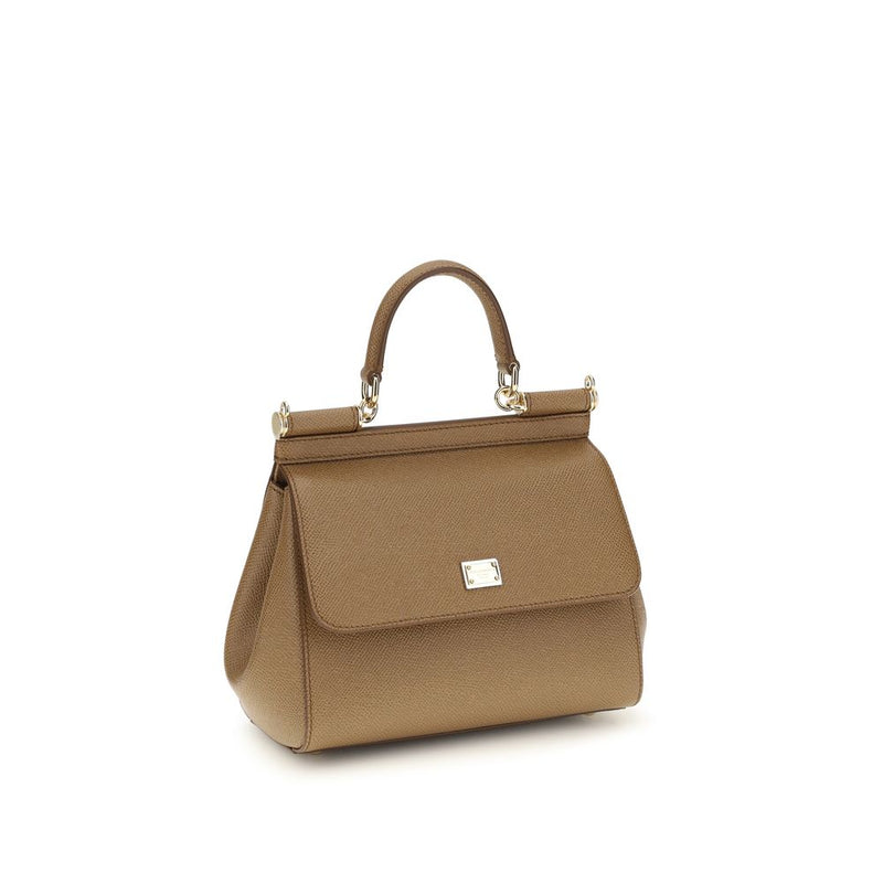 Sac à main Dolce & Gabbana en cuir de veau beige Bos Taurus