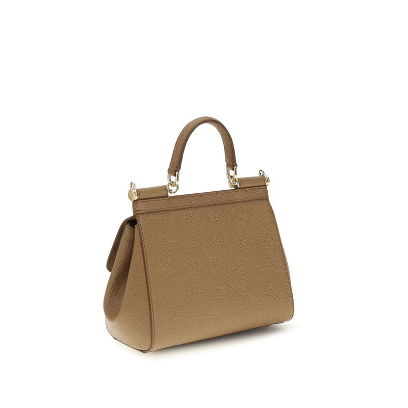 Sac à main Dolce & Gabbana en cuir de veau beige Bos Taurus