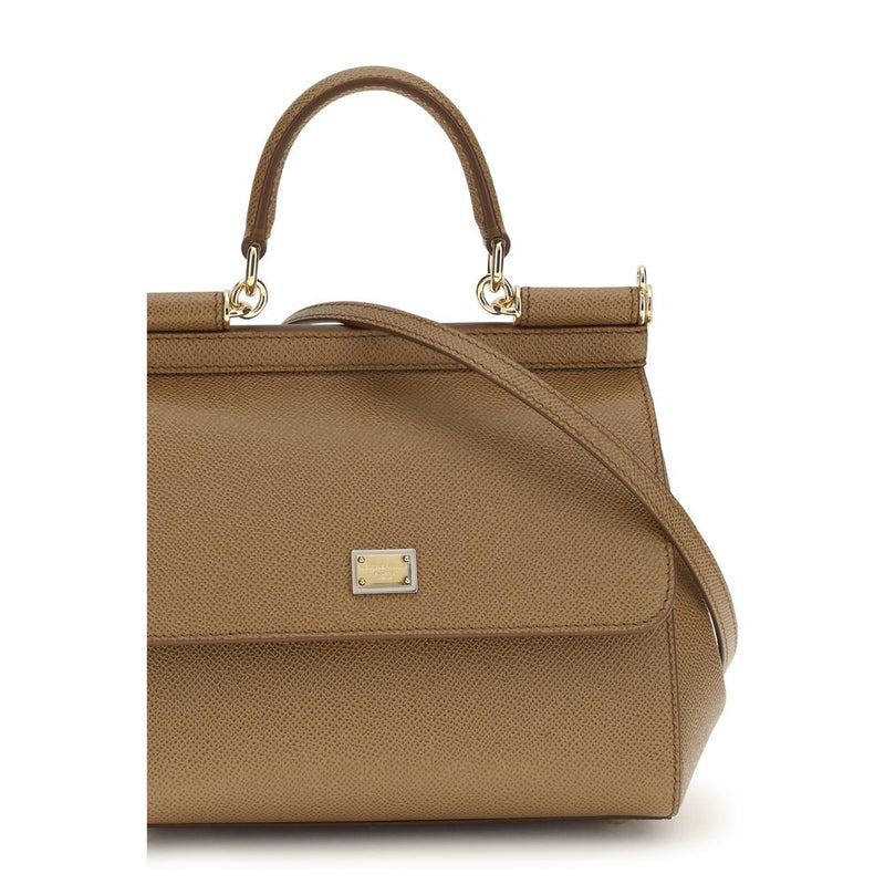Sac à main Dolce & Gabbana en cuir de veau beige Bos Taurus