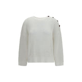 Brunello Cucinelli White Cotton Sweatshirt with Shoulder Buttons