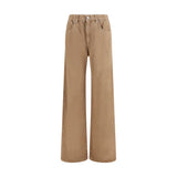 Brunello Cucinelli Beige Cotton Wide-Leg Jeans for Women