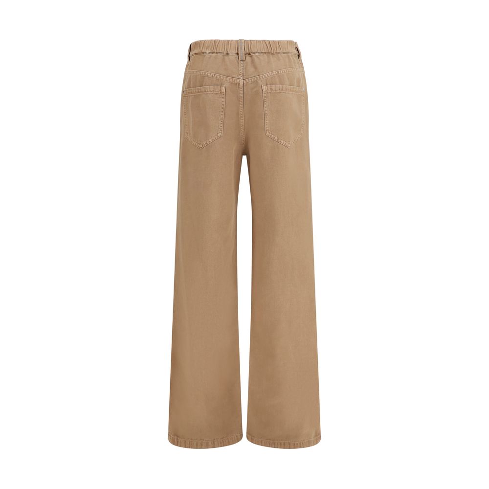 Brunello Cucinelli Beige Cotton Wide-Leg Jeans for Women