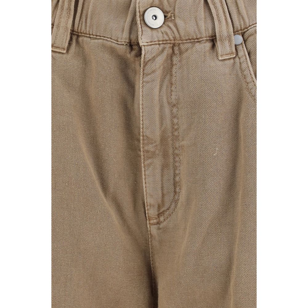 Brunello Cucinelli Beige Cotton Wide-Leg Jeans for Women
