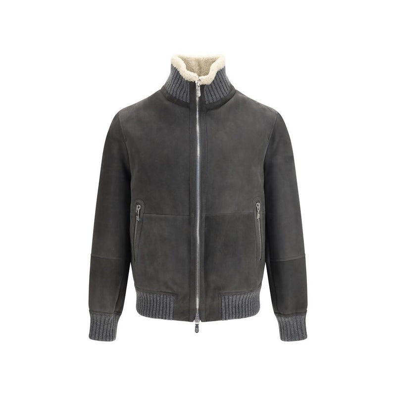 Veste longue en laine grise Oves Aries Brunello Cucinelli