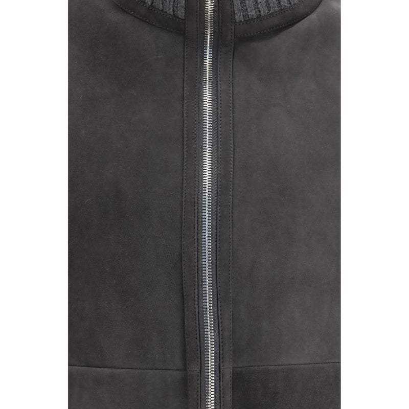 Veste longue en laine grise Oves Aries Brunello Cucinelli