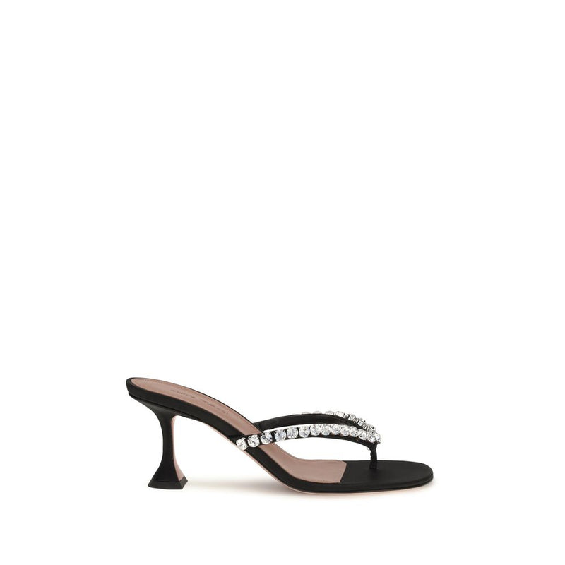 Amina Muaddi Gigi Black Silk Stiletto Heel Sandals