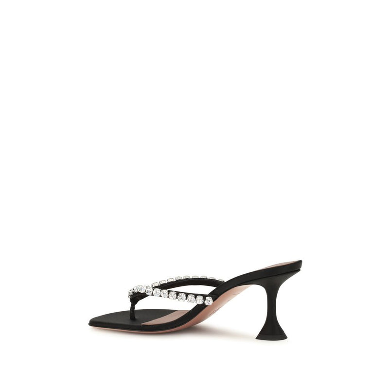 Amina Muaddi Gigi Black Silk Stiletto Heel Sandals
