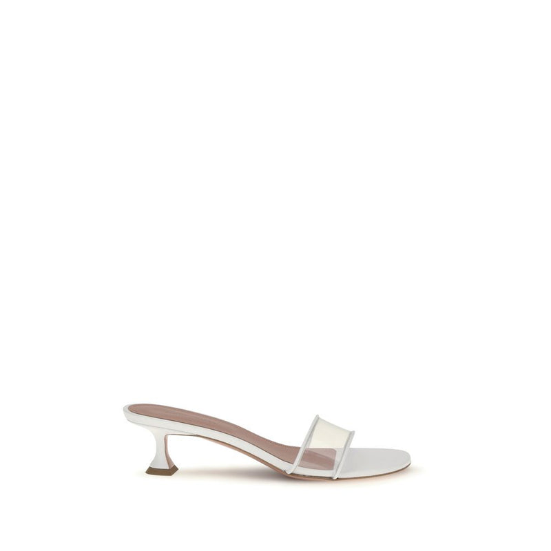 Amina Muaddi Andreea White PVC Sandals for Women