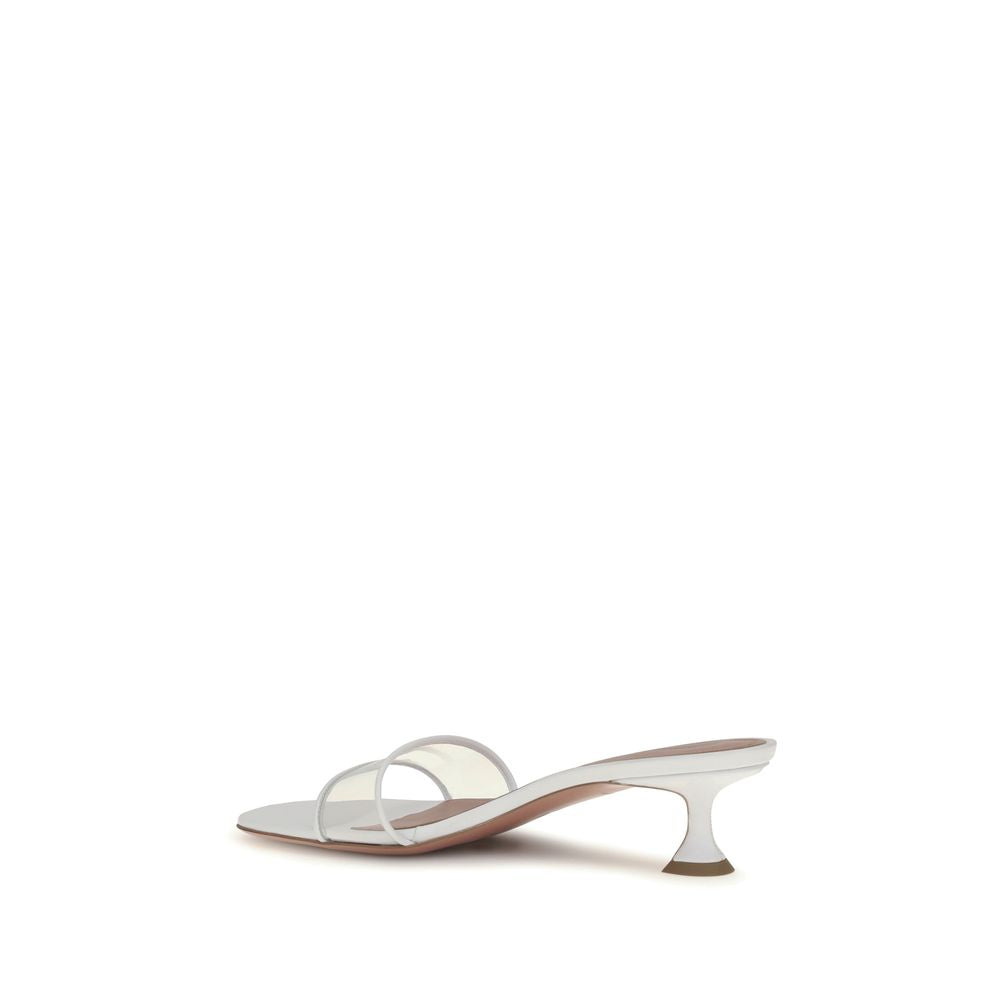 Amina Muaddi Andreea White PVC Sandals for Women