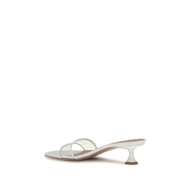 Amina Muaddi Andreea White PVC Sandals for Women