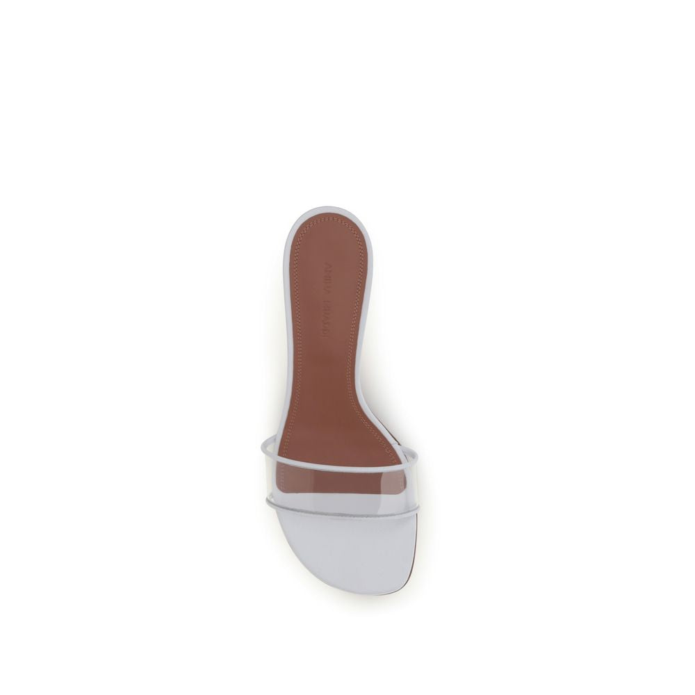 Amina Muaddi Andreea White PVC Sandals for Women