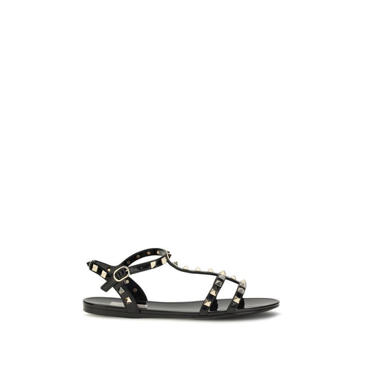 Sandales plates Valentino Garavani en caoutchouc noir