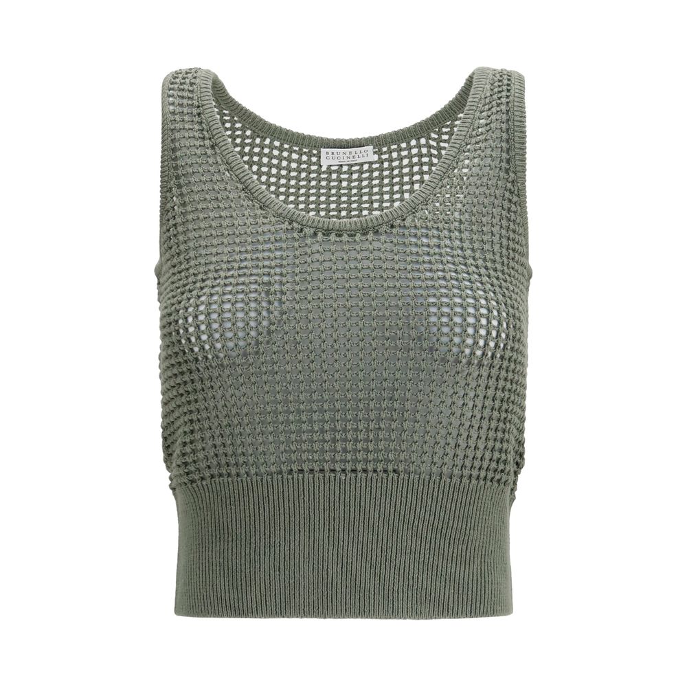 Brunello Cucinelli Bicolor Cotton Tank Top for Women