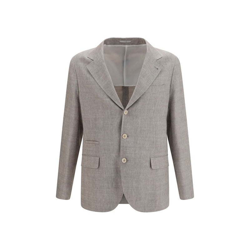 Veste longue en lin beige Brunello Cucinelli