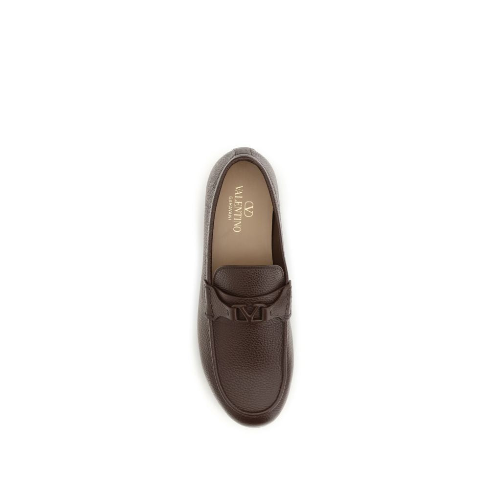 Mocassins à enfiler Valentino Garavani en cuir de cerf marron