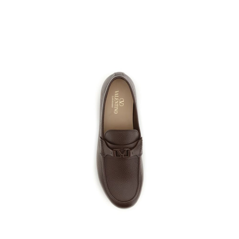 Mocassins à enfiler Valentino Garavani en cuir de cerf marron