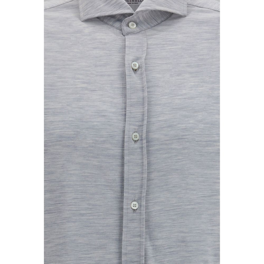Chemise en soie bleue Brunello Cucinelli