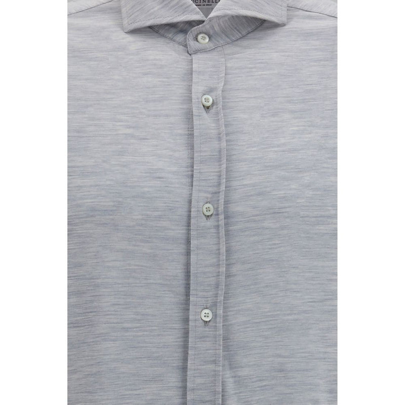 Chemise en soie bleue Brunello Cucinelli
