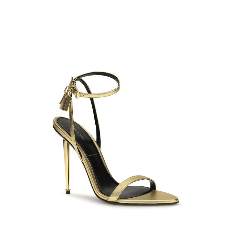 Tom Ford Gold Lambskin Stiletto Heel Sandals for Women