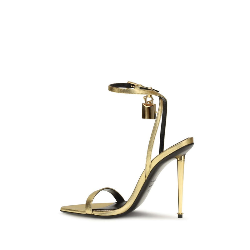 Tom Ford Gold Lambskin Stiletto Heel Sandals for Women