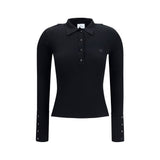 Courrèges Black Viscose Polo Shirt