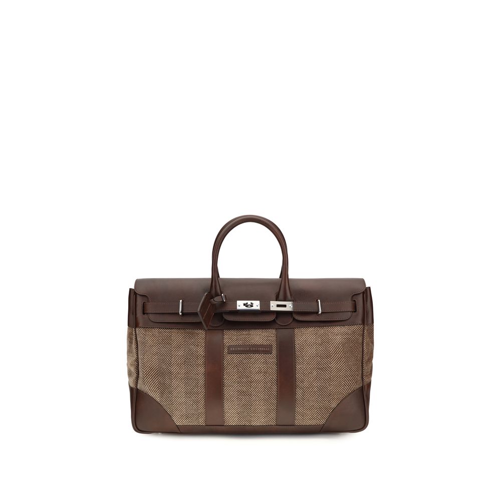 Brunello Cucinelli, cuir de veau marron, Bos Taurus, bagages et voyages