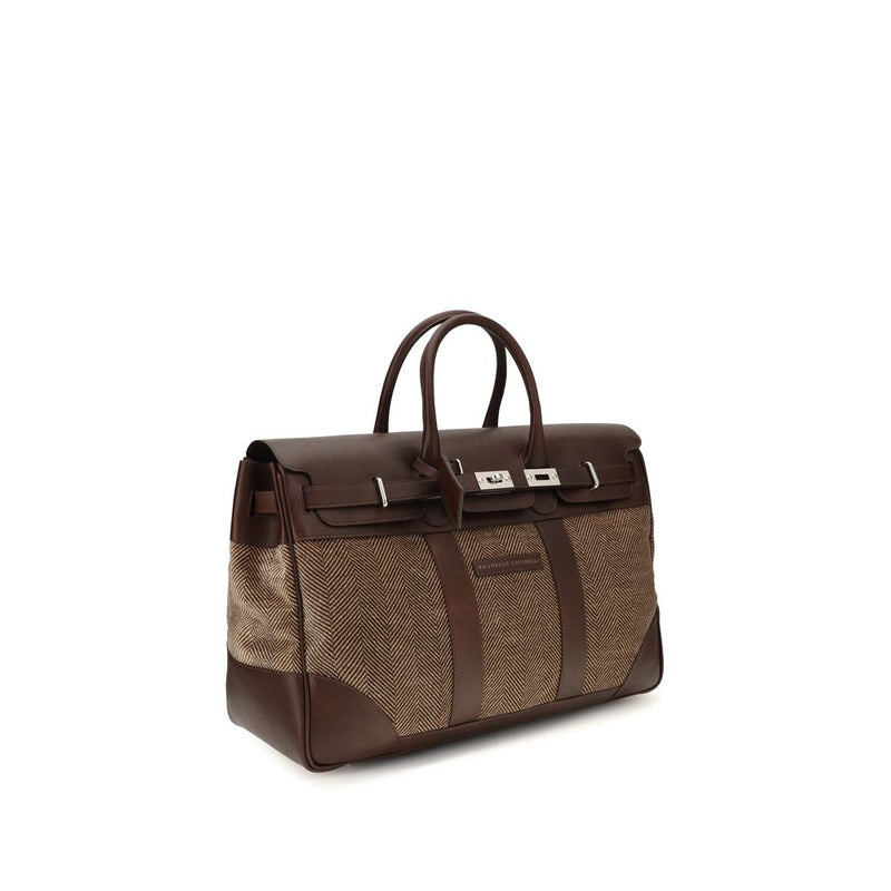 Brunello Cucinelli, cuir de veau marron, Bos Taurus, bagages et voyages