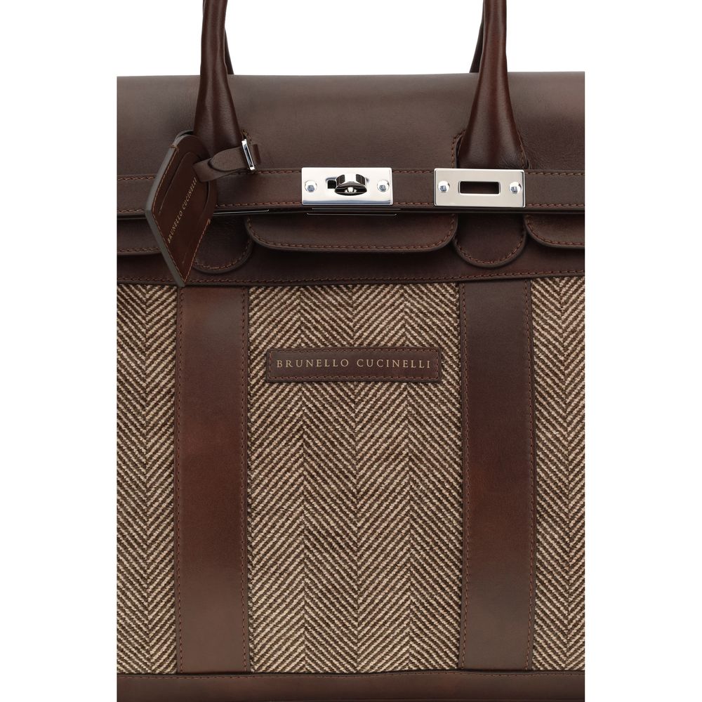 Brunello Cucinelli, cuir de veau marron, Bos Taurus, bagages et voyages