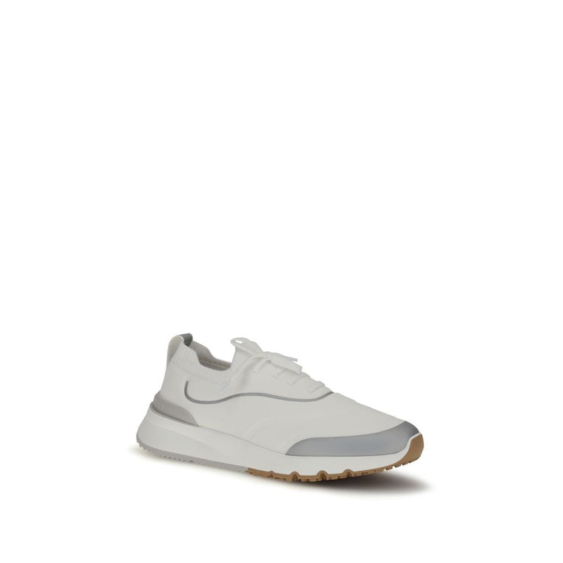 Brunello Cucinelli White Cotton Athletic Sneakers for Men